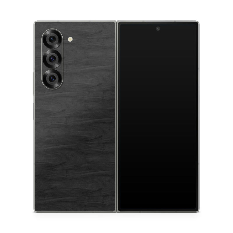 Samsung Galaxy Z Fold6 Skin design of Black, Brown, Wood, Grey, Flooring, Floor, Laminate flooring, Wood flooring, with black colors
