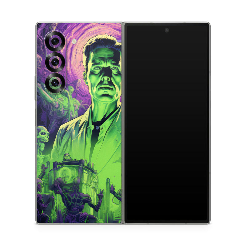 Samsung Galaxy Z Fold6 Skin design of Art, Cool, Fictional character, Illustration, Painting, Electric blue, Visual arts, Artist, Event, Drawing, with black, green, purple colors