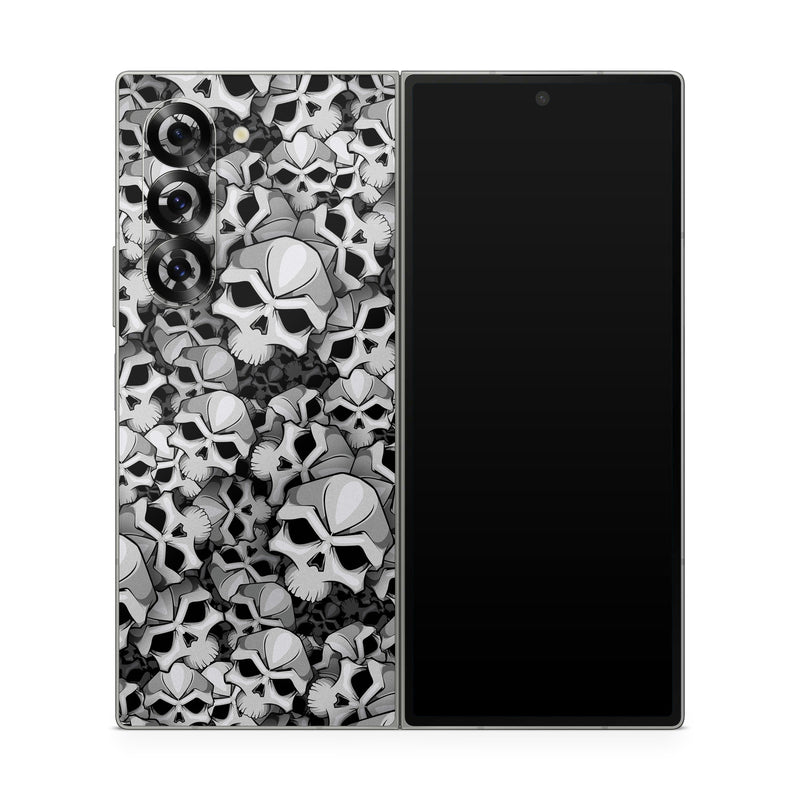 Samsung Galaxy Z Fold6 Skin design of Pattern, Black-and-white, Monochrome, Ball, Football, Monochrome photography, Design, Font, Stock photography, Photography, with gray, black colors