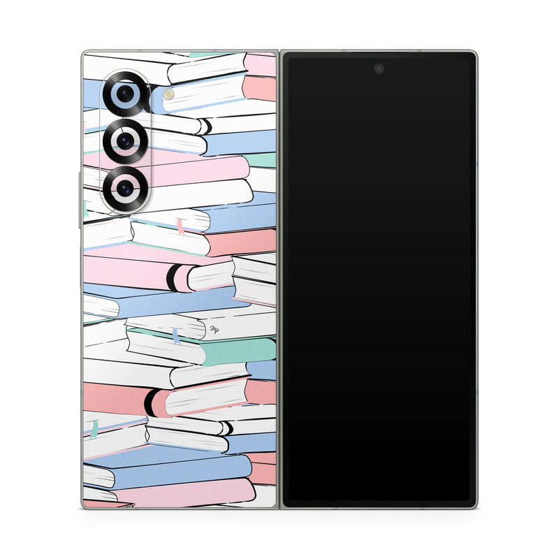 Samsung Galaxy Z Fold6 Skin design of White, Line, Material property, Red, Font, Pattern, Parallel, Carmine, Rectangle, Slope, with white, black, blue, green, pink colors