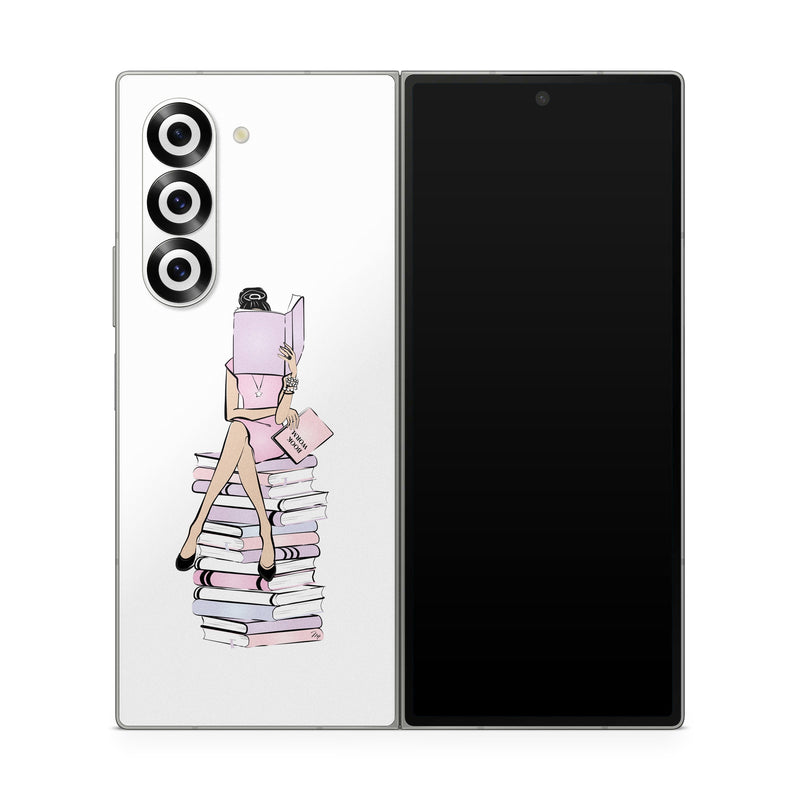 Samsung Galaxy Z Fold6 Skin design of Gesture, Art, Cartoon, Font, Drawing, Illustration, Painting, Fictional character, Animation, Diagram, with black, white, pink, purple, blue, yellow, brown colors