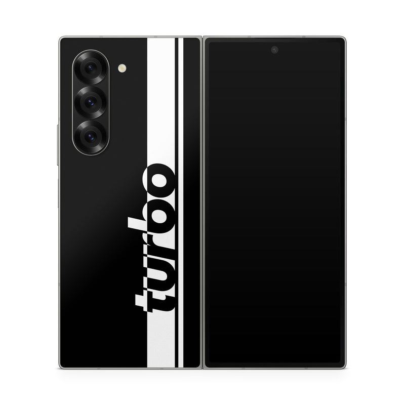 Samsung Galaxy Z Fold6 Skin design of Font, Tints and shades, Rectangle, Electric blue, Logo, Brand, Graphics, Pattern, Darkness, Monochrome photography, with black, white colors