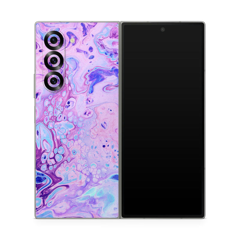 Samsung Galaxy Z Fold6 Skin design of Purple, Violet, Lilac, Art, Pattern, Modern art, Painting, Visual arts, Acrylic paint, Magenta, with pink, purple, blue colors