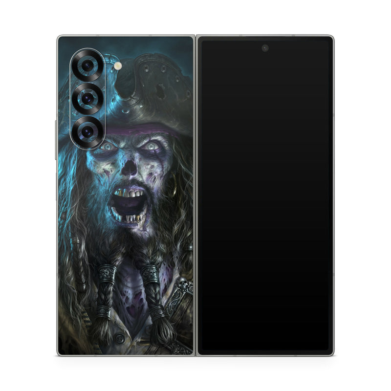 Samsung Galaxy Z Fold6 Skin design of Darkness, Illustration, Art, Ghost, Fictional character, Beard, with black, white, blue, gray colors