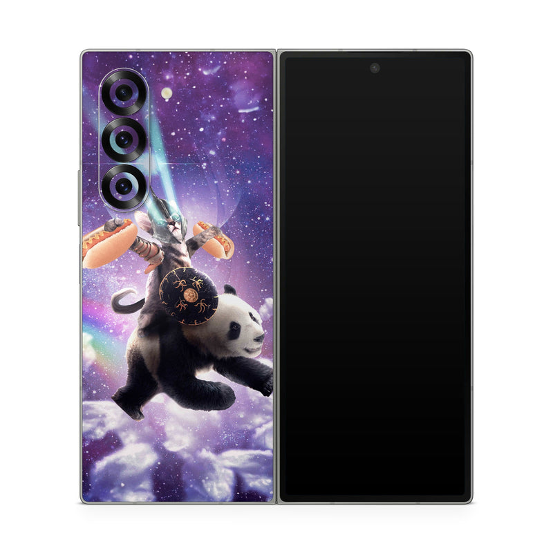 Samsung Galaxy Z Fold6 Skin design of Bear, Illustration, Outer space, Animated cartoon, Graphic design, Teddy bear, Space, Sky, Graphics, Fictional character, with black, white, blue, brown, gray, red, yellow, green, pink colors
