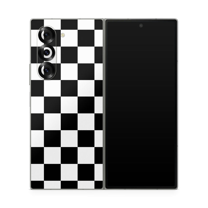Samsung Galaxy Z Fold6 Skin design of Black, Photograph, Games, Pattern, Indoor games and sports, Black-and-white, Line, Design, Recreation, Square, with black, white colors