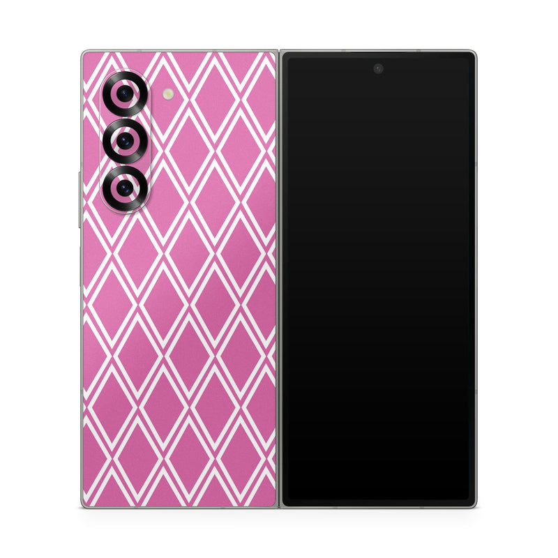 Samsung Galaxy Z Fold6 Skin design of Pink, Rectangle, Font, Material property, Magenta, Symmetry, Parallel, Pattern, Peach, Circle, with pink, white colors