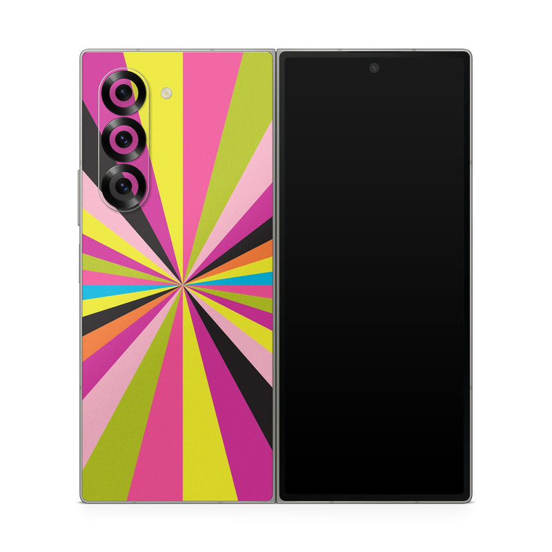 Samsung Galaxy Z Fold6 Skin design of Colorfulness, Material property, Magenta, Symmetry, Tints and shades, Creative arts, Pattern, Electric blue, Art, Design, with black, pink, yellow, purple, green, blue, orange colors