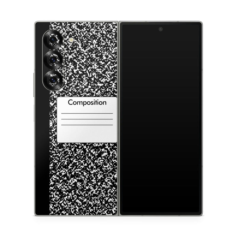 Samsung Galaxy Z Fold6 Skin design of Text, Font, Line, Pattern, Black-and-white, Illustration, with black, gray, white colors