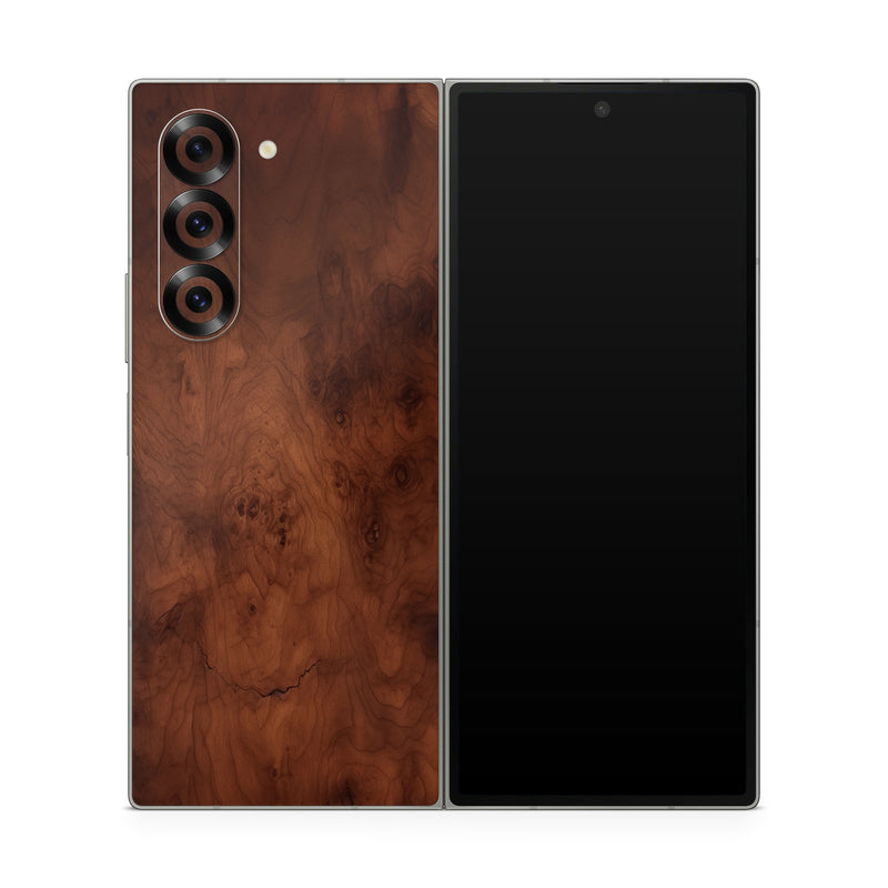 Samsung Galaxy Z Fold6 Skin design of Brown, Wood, Rectangle, Beige, Tints and shades, Flooring, Art, Hardwood, Pattern, Peach, with brown, black colors