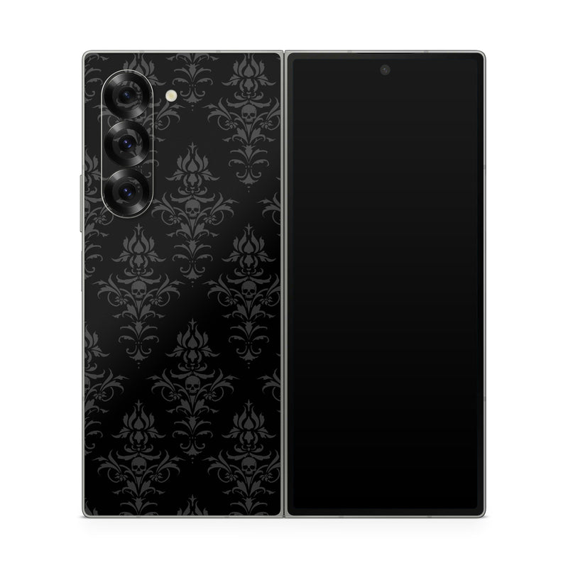 Samsung Galaxy Z Fold6 Skin design of Black, Pattern, Design, Monochrome, Black-and-white, Darkness, Monochrome photography, Symmetry, with black, gray colors