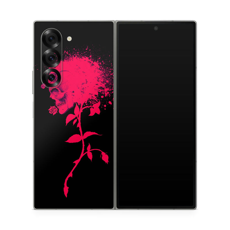 Samsung Galaxy Z Fold6 Skin design of Red, Black, Pink, Graphic design, Magenta, Visual arts, Graphics, Illustration, Plant, Art, with black, red colors