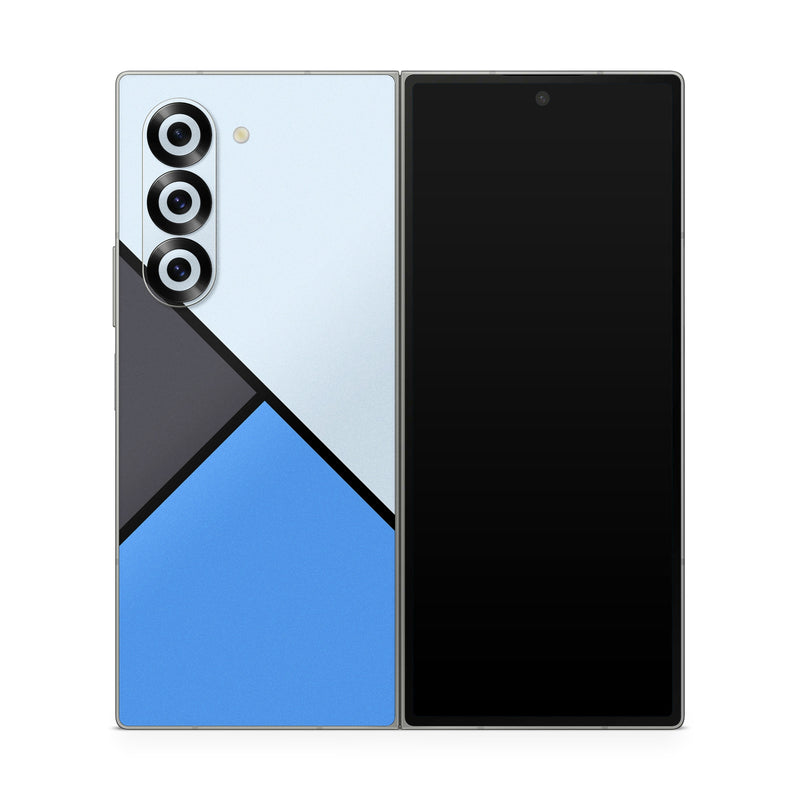 Samsung Galaxy Z Fold6 Skin design of Blue, Line, Cobalt blue, Triangle, Azure, Electric blue, Parallel, Symmetry, Font, with blue, gray, black colors