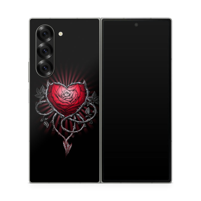 Samsung Galaxy Z Fold6 Skin design of Human body, Flash photography, Gesture, Sleeve, Petal, Font, Jewellery, Fictional character, Magenta, Symmetry, with black, white, red, gray colors
