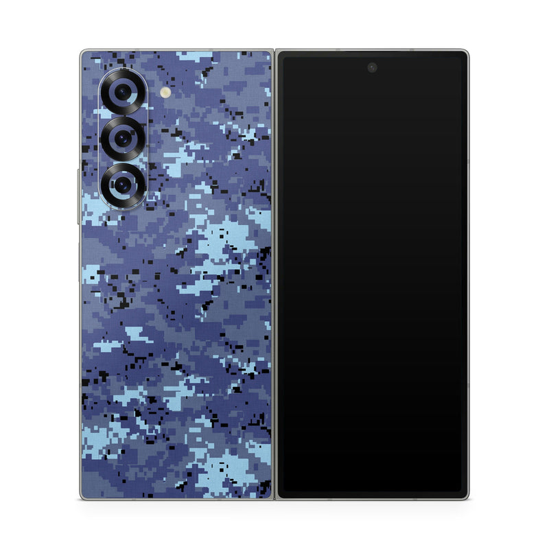 Samsung Galaxy Z Fold6 Skin design of Blue, Purple, Pattern, Lavender, Violet, Design, with blue, gray, black colors