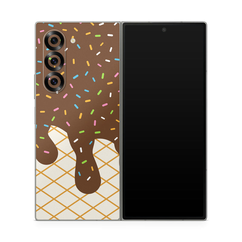 Samsung Galaxy Z Fold6 Skin design, with white, brown, yellow, green, pink, orange, blue colors
