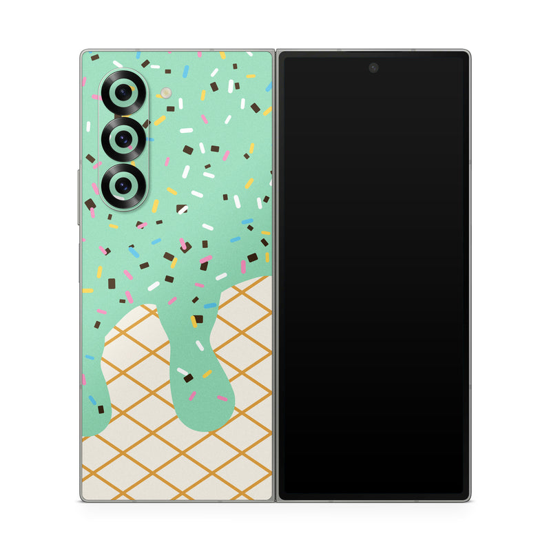 Samsung Galaxy Z Fold6 Skin design of Graphics, Pattern, Polka dot, Wrapping Paper, Child art, with white, brown, yellow, black, green, pink, orange, blue colors