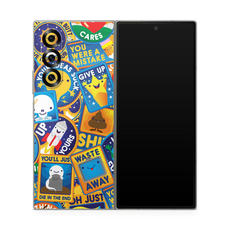 Samsung Galaxy Z Fold6 Skin design of Pattern, Visual arts, Design, Art, Mosaic, Psychedelic art, with blue, yellow, orange, white, green, red, gray colors