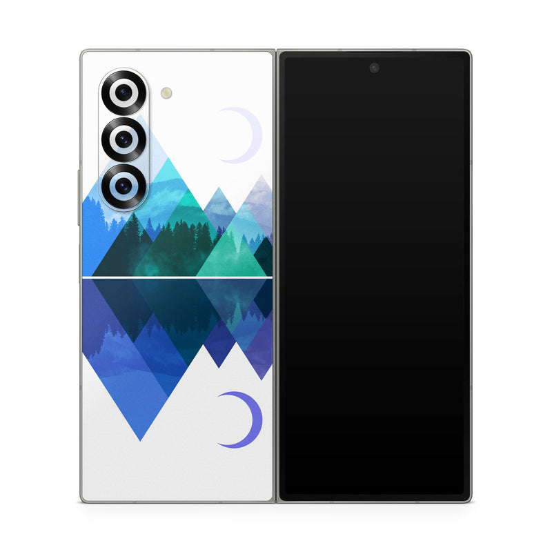 Samsung Galaxy Z Fold6 Skin design of Blue, Cobalt blue, Azure, Pattern, Logo, Design, Electric blue, Graphics, Illustration, Triangle, with white, blue, purple, green colors