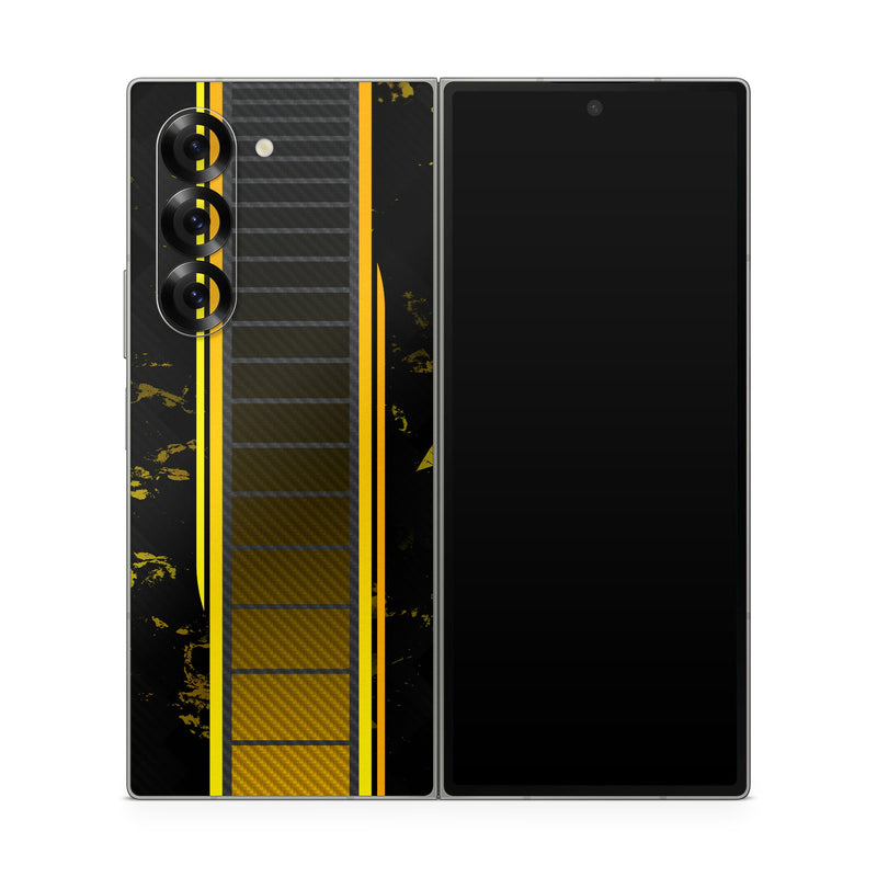 Samsung Galaxy Z Fold6 Skin design of Yellow, Plant, Font, Symmetry, Terrestrial plant, Tower block, Parallel, Pattern, Tints and shades, Rectangle, with black, yellow, gray, orange colors