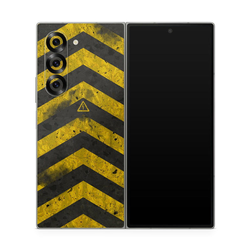 Samsung Galaxy Z Fold6 Skin design of Colorfulness, Road surface, Yellow, Rectangle, Asphalt, Font, Material property, Parallel, Tar, Tints and shades, with black, gray, yellow colors