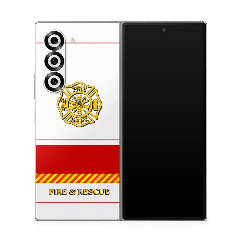 Samsung Galaxy Z Fold6 Skin design of Military rank, Flag, with white, red, yellow colors