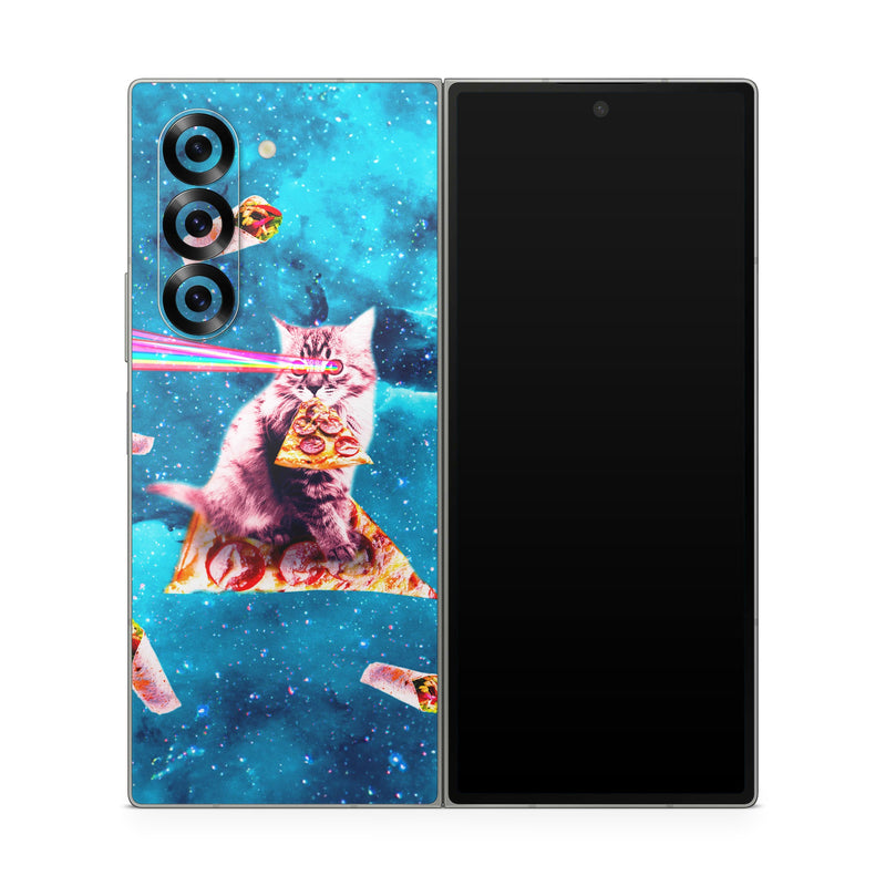 Samsung Galaxy Z Fold6 Skin design of Illustration, Organism, Graphic design, Art, Space, Fictional character, Extreme sport, Graphics, with blue, white, gray, yellow, red, orange colors