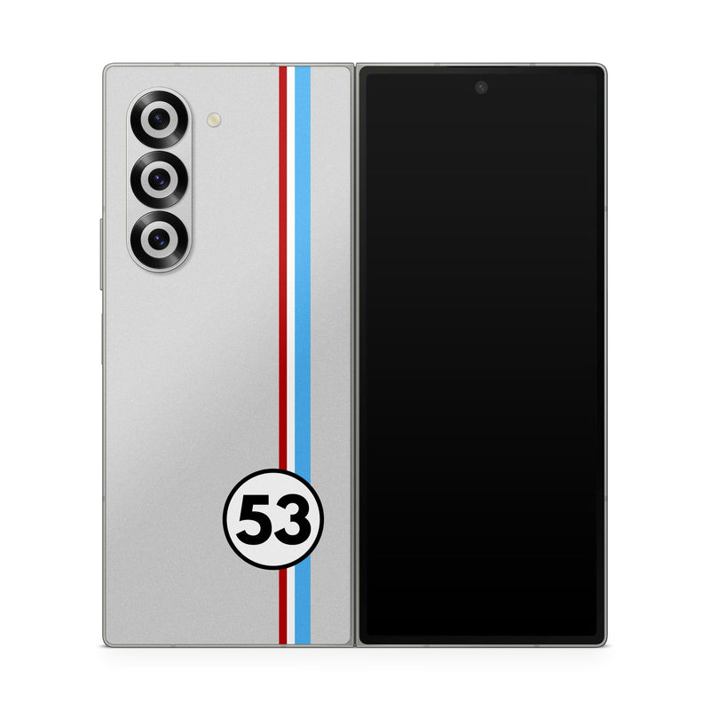 Samsung Galaxy Z Fold6 Skin design of Line, Sign, Games, with gray, blue, red, white, black colors