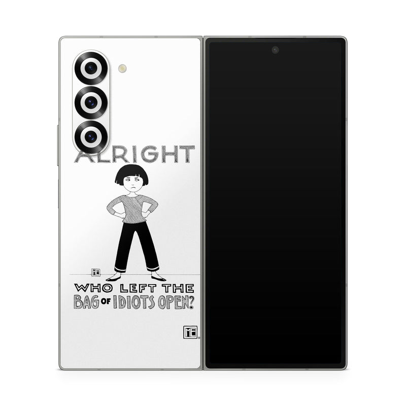 Samsung Galaxy Z Fold6 Skin design of Font, Poster, Illustration, with black, white colors