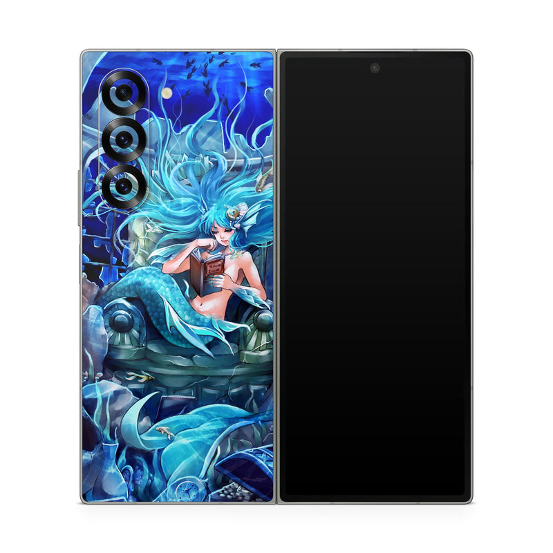 Samsung Galaxy Z Fold6 Skin design of Cg artwork, Fictional character, Electric blue, Illustration, Art, Mythology, Dragon, Games, Mythical creature, with blue, black, yellow, white colors