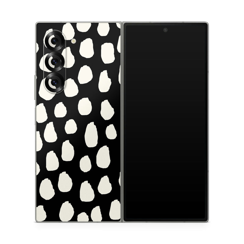 Samsung Galaxy Z Fold6 Skin design of White, Black and white, Monochrome, Pattern, Polka dot, with black, white colors