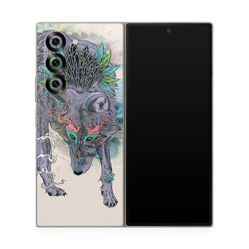 Samsung Galaxy Z Fold6 Skin design of Illustration, Boar, Art, Drawing, Fictional character, Sketch, Suidae, with gray, pink, black, blue, yellow colors