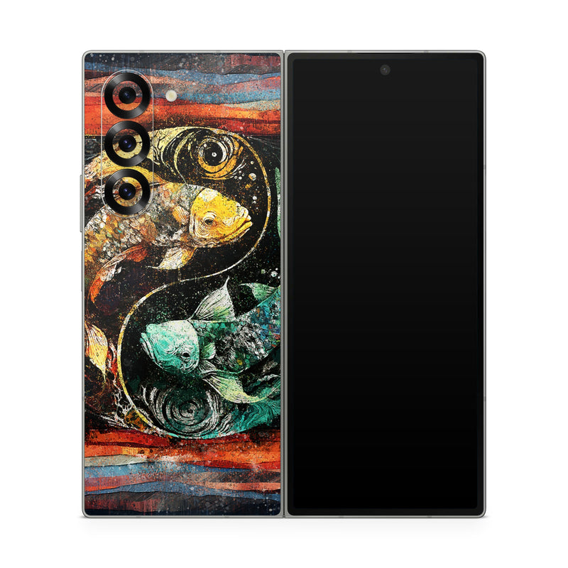 Samsung Galaxy Z Fold6 Skin design of Art paint, Paint, Painting, Art, Creative arts, Pattern, Visual arts, Mural, Illustration, Graphics, with black, red, blue, yellow, green, orange, purple colors