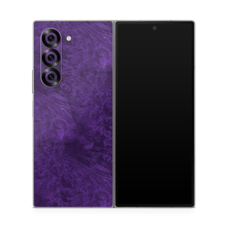 Samsung Galaxy Z Fold6 Skin design of Violet, Purple, Lilac, Pattern, Magenta, Textile, Wallpaper, with black, blue colors