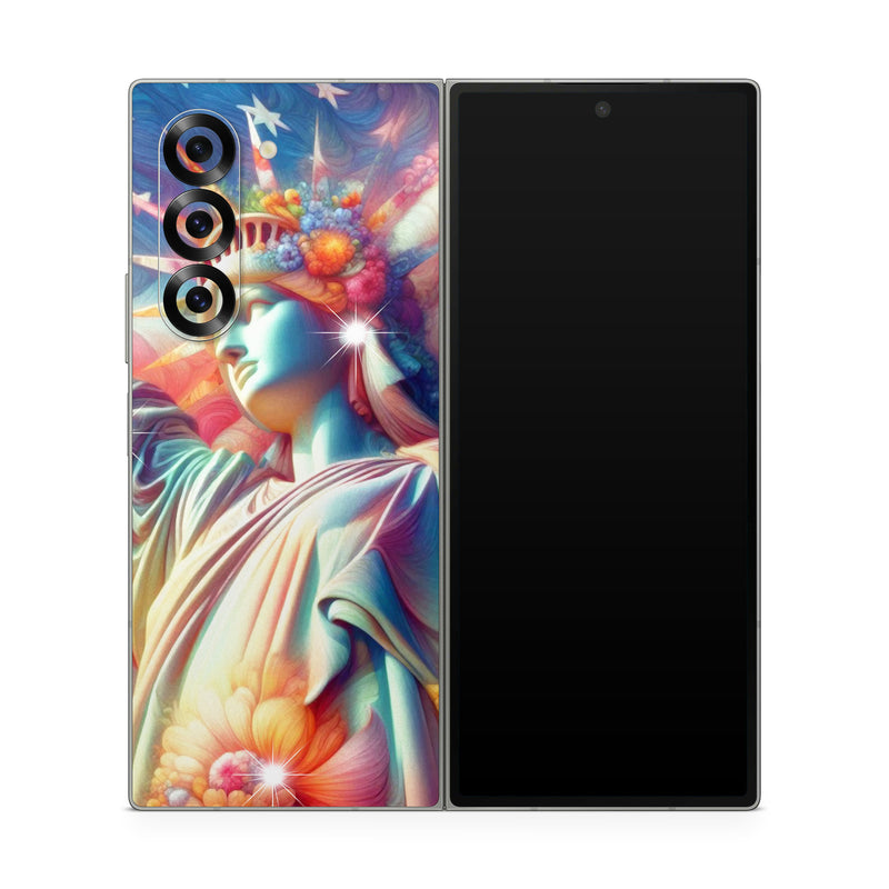 Samsung Galaxy Z Fold6 Skin design of Fictional character, Mythology, CG artwork, Graphics, Mythical creature, Modern art, Angel, Animation