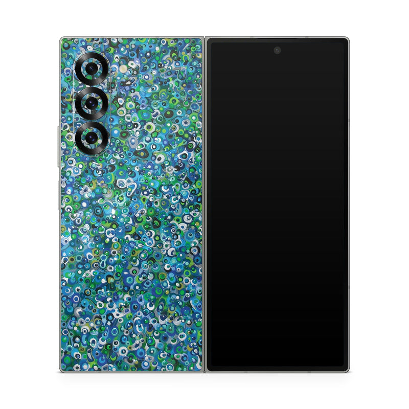 Samsung Galaxy Z Fold6 Skin design of Blue, Plant, Glitter, with blue, green, white colors