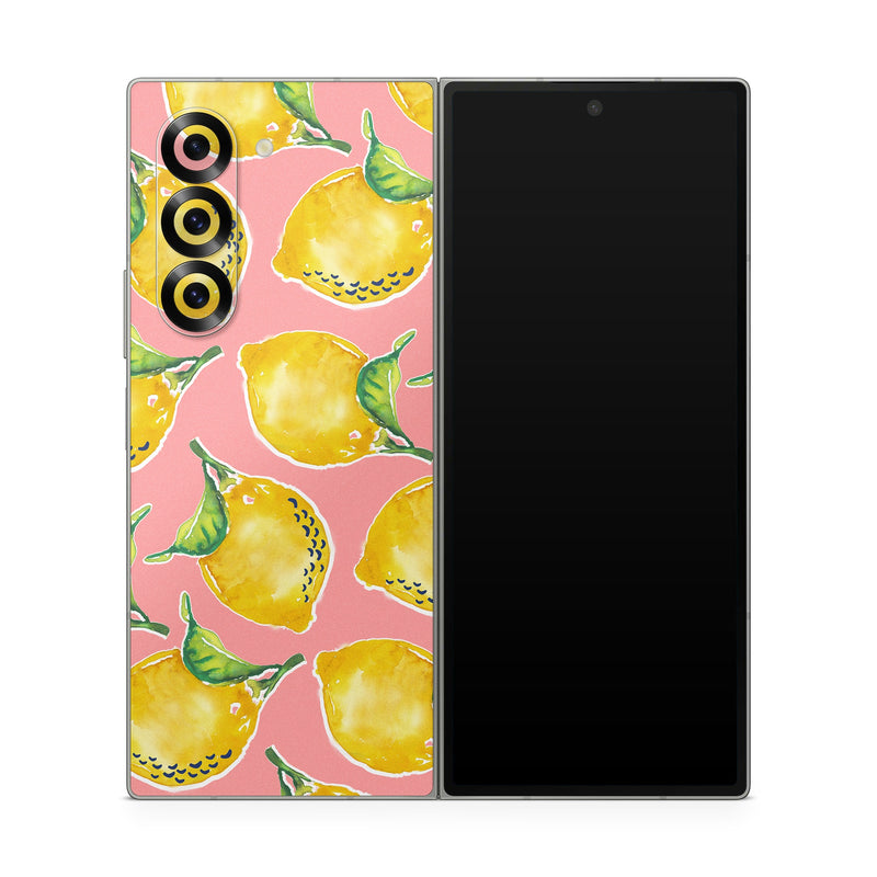 Samsung Galaxy Z Fold6 Skin design of Yellow, Plant, with yellow, green, pink colors