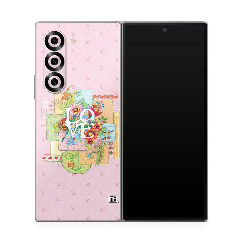Samsung Galaxy Z Fold6 Skin design of Illustration, Graphics, Art, with pink, blue, white, orange, yellow, green, red colors