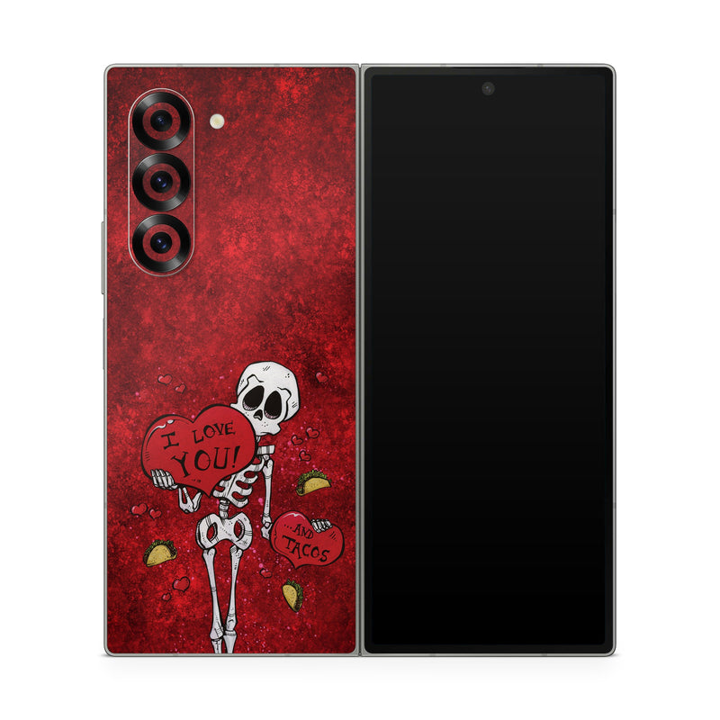 Samsung Galaxy Z Fold6 Skin design of Font, Red, Art, Magenta, Tints and shades, Pattern, Bone, Plant, Carmine, Visual arts, with black, white, gray, red, yellow colors