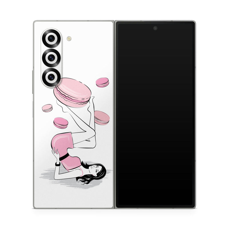 Samsung Galaxy Z Fold6 Skin design of Gesture, Pink, Cartoon, Happy, Art, Red, Font, Elbow, Magenta, Thumb, with white, black, pink, gray colors