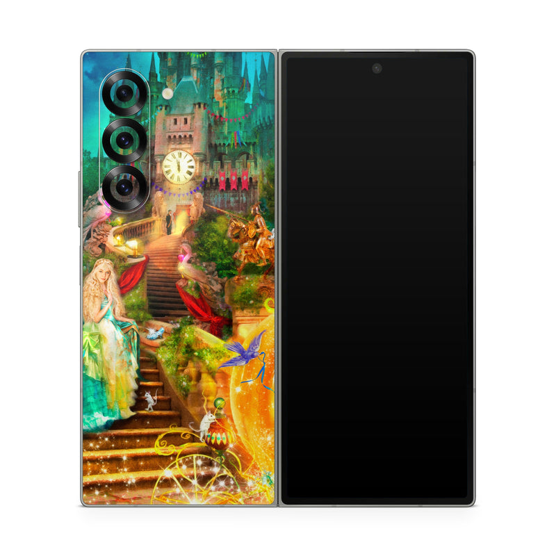Samsung Galaxy Z Fold6 Skin design of Mythology, Adventure game, World, Fictional character, Theatrical scenery, Art, with yellow, orange, blue, green, red, purple, white, black colors