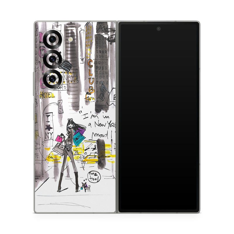 Samsung Galaxy Z Fold6 Skin design of Drawing, Sketch, Fictional character, Graphic design, Illustration, Art, with gray, white, black, red, green colors