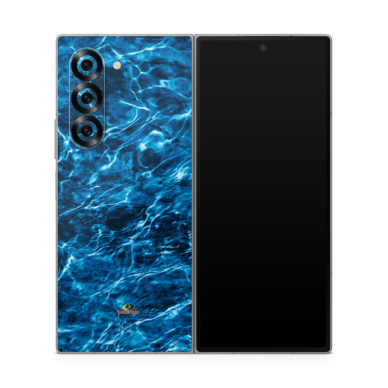 Samsung Galaxy Z Fold6 Skin design of Blue, Water, Aqua, Turquoise, Azure, Electric blue, Sky, Pattern, Sea, Ocean, with blue, black colors