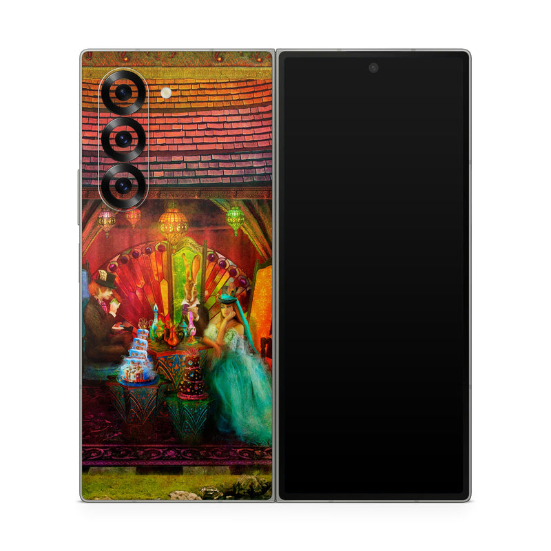 Samsung Galaxy Z Fold6 Skin design of Hindu temple, Temple, Art, Painting, Place of worship, Stage, Fictional character, with black, red, green, blue, gray colors