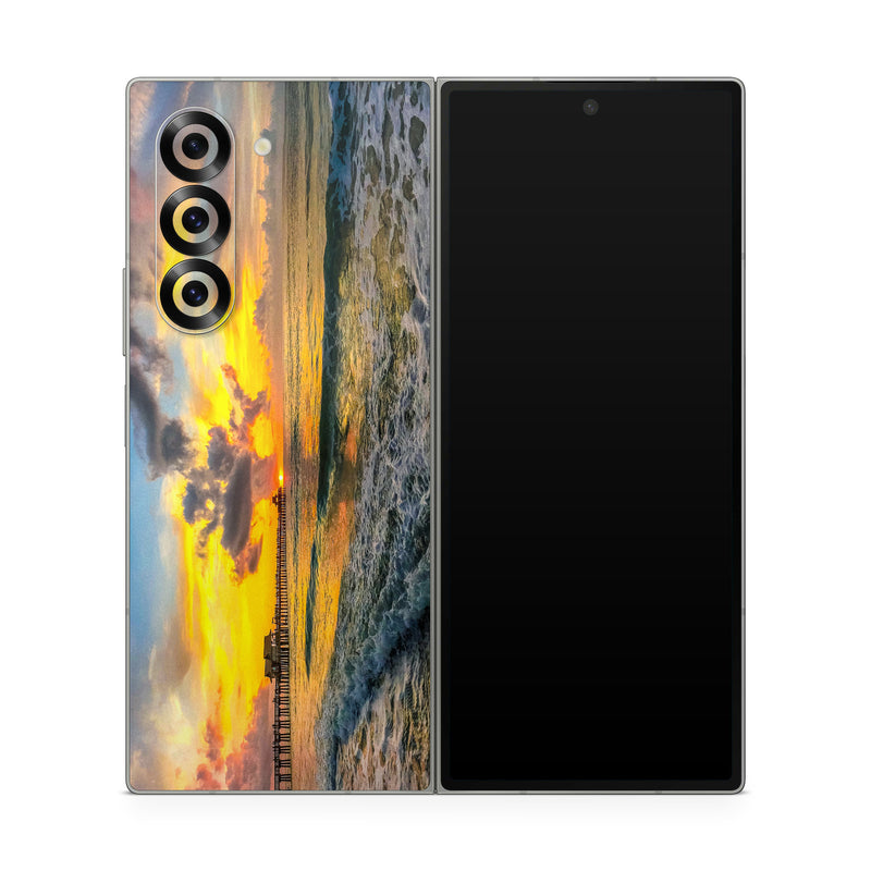 Samsung Galaxy Z Fold6 Skin design of Sky, Water, Cloud, Horizon, Body of water, Afterglow, Sunset, Dusk, Beach, Sea