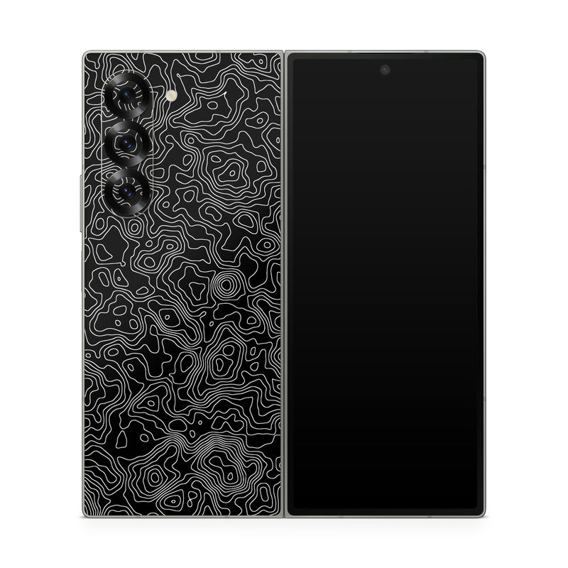 Samsung Galaxy Z Fold6 Skin design of Art, Motif, Pattern, Symmetry, Monochrome, Circle, Font, Visual arts, Illustration, Monochrome photography, with black, gray colors