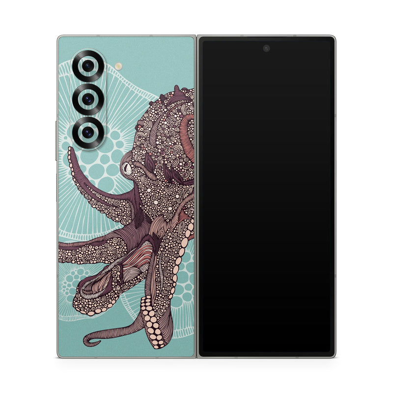 Samsung Galaxy Z Fold6 Skin design of Illustration, Art, Elephants and Mammoths, Pattern, Graphic design, with gray, black, red, green colors
