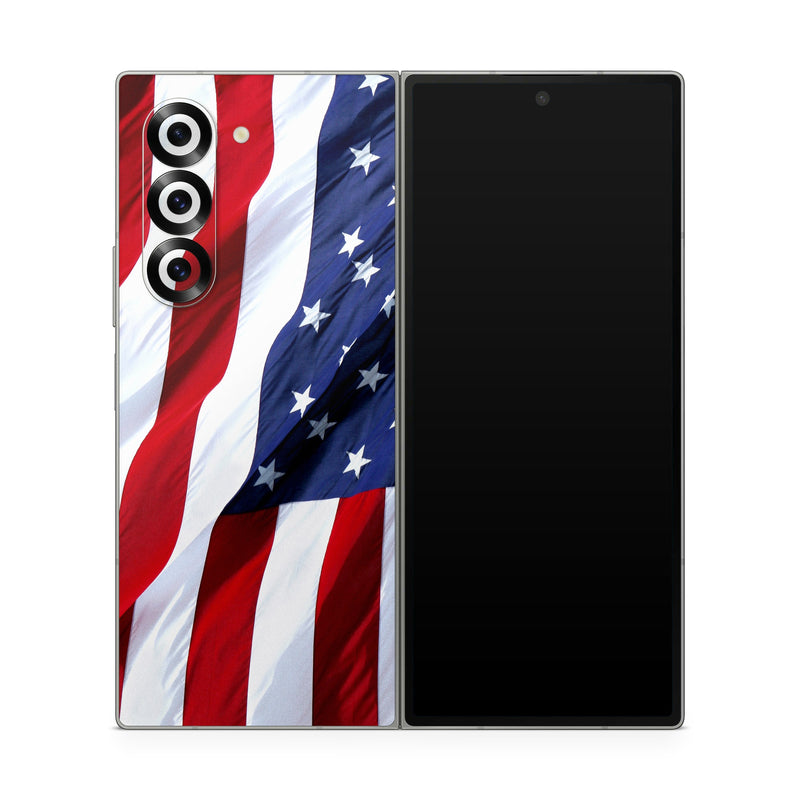 Samsung Galaxy Z Fold6 Skin design of Flag, Flag of the united states, Flag Day (USA), Veterans day, Memorial day, Holiday, Independence day, Event, with red, blue, white colors