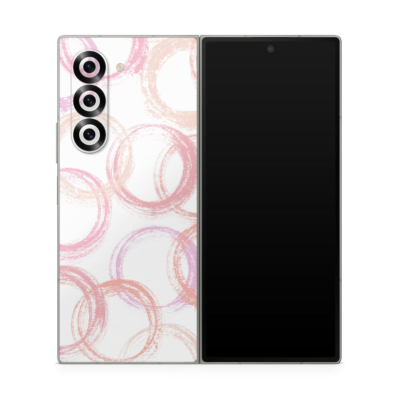 Samsung Galaxy Z Fold6 Skin design of Purple, Textile, Pink, Motif, Violet, Material property, Magenta, Art, Circle, Font, with pink, white colors