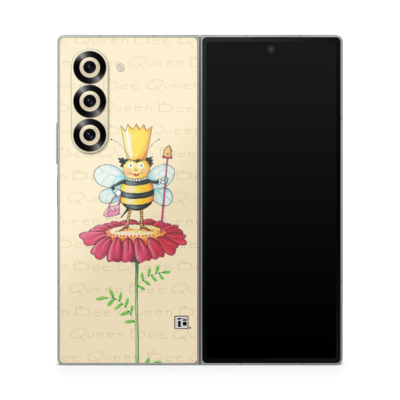 Samsung Galaxy Z Fold6 Skin design of Cartoon, Cut flowers, Flower, Clip art, Plant, Fictional character, Illustration, Wildflower, Plant stem, Drawing, with pink, gray, red, orange, green colors